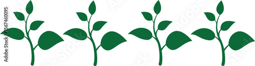 Set of growing plant icons representing eco-friendly growth stages, sustainable agriculture development, organic farming progress with transparent background
