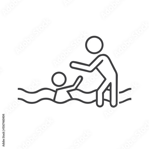 Drowning rescue icon - Rescuing drowning person icon for water safety, emergency, first aid, prevention, for water safety awareness, first aid training materials, lifeguard blogs