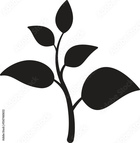 Large mature plant with many leaves flat icon symbolizing full organic growth, green success or eco farming results with transparent background

