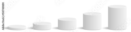 Cylinder circle podium stage pedestal and platform all size vector, offering versatile display options for products, awards, or presentations. Ideal for modern showcases and minimalist designs