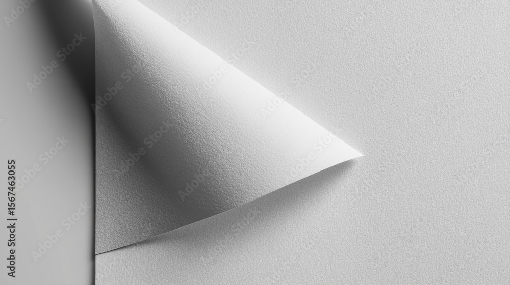 Curled Paper Corner Close-up: A macro photograph of a white paper sheet with a curled corner, creating an elegant abstract shape. Curled Paper Corner Close-up: A macro photograph of a white paper sheet with a curled corner, creating an elegant abstract shape.