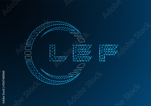 LEF low poly letter logo vector design. LEF lower poly logo design. Low poly logo.