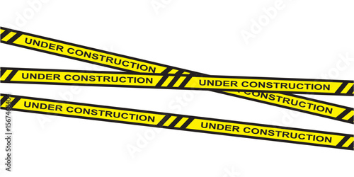 Set of seamless yellow and black warning tapes with text do not cross, warning, caution. Isolated on white background. Design elements for reconstruction, vector illustration in eps 10.