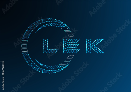 LEK low poly letter logo vector design. LEK lower poly logo design. Low poly logo.