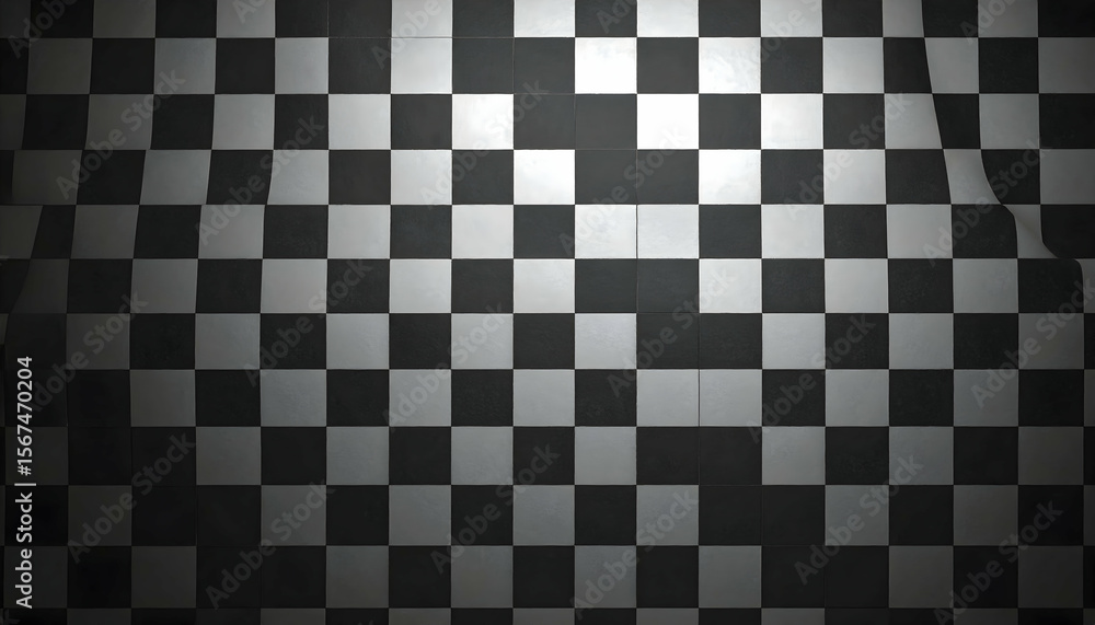 Fototapeta premium Checkered Flag with Draped, and Dark Background.
