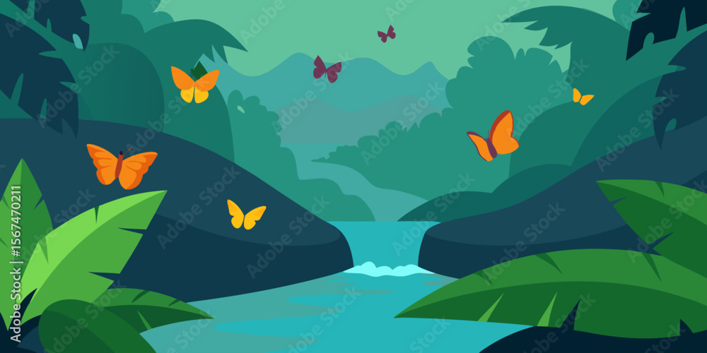 A tranquil landscape with trees and a winding river, perhaps a serene underwater world teeming with tropical fish and vibrant coral reefs, all bathed in the warm glow of the summer sun under a clear b A tranquil landscape with trees and a winding river, perhaps a serene underwater world teeming with tropical fish and vibrant coral reefs, all bathed in the warm glow of the summer sun under a clear b