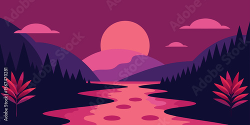 Golden sun dips below the horizon, painting the sky in fiery red and orange hues over the tranquil sea