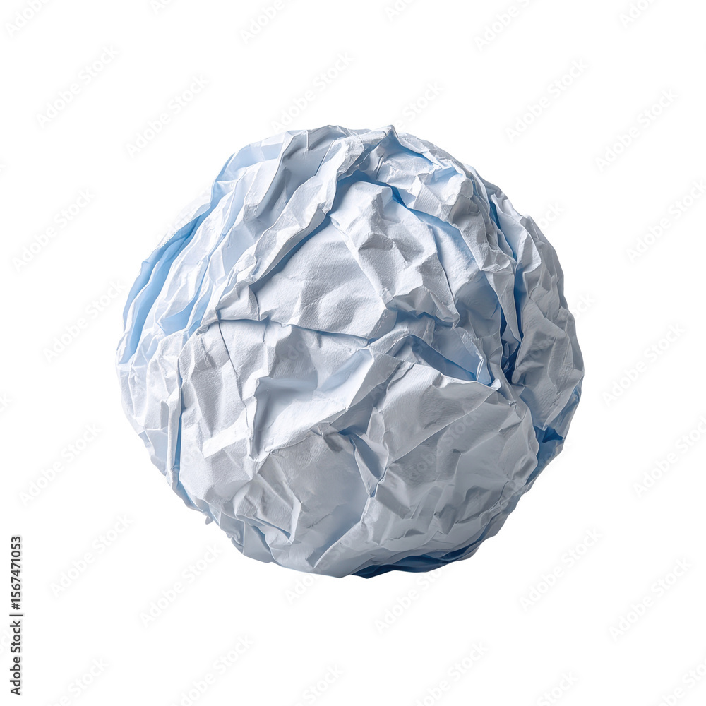 Obraz premium Crumpled white and brown paper ball isolated on transparent background