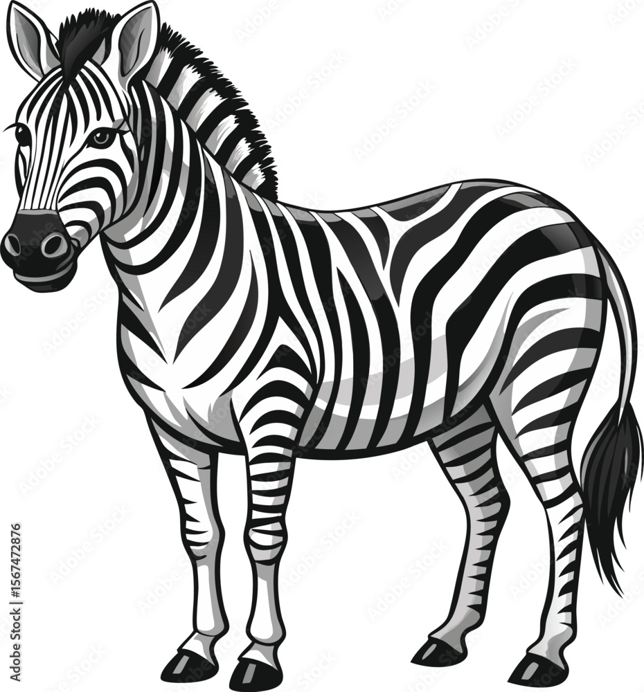 Obraz premium A realistic illustration of a zebra standing on a white background