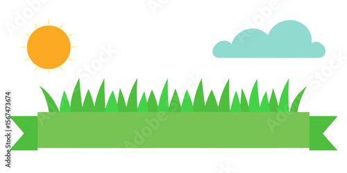 Bright green grass and a clear blue sky perfectly frame colorful Easter eggs in a sunny spring meadow