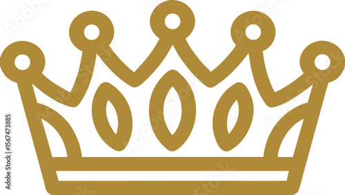 Illustration of a simple golden crown with rounded edges and oval decorative elements at the top center