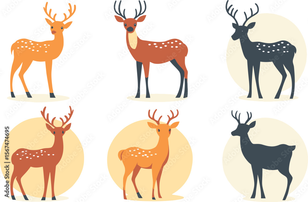 Obraz premium deer vector set