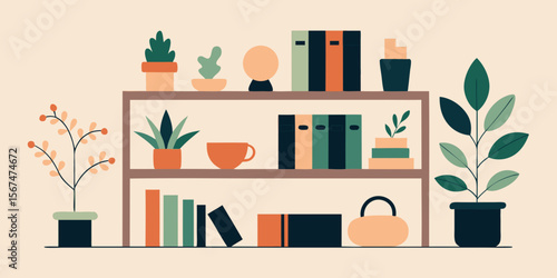 Stylish Home Decor Plants, Books, and Cozy Shelf Design Ideas