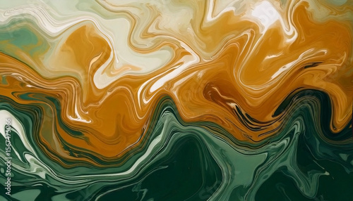 fluid abstract gold color at side and white blank