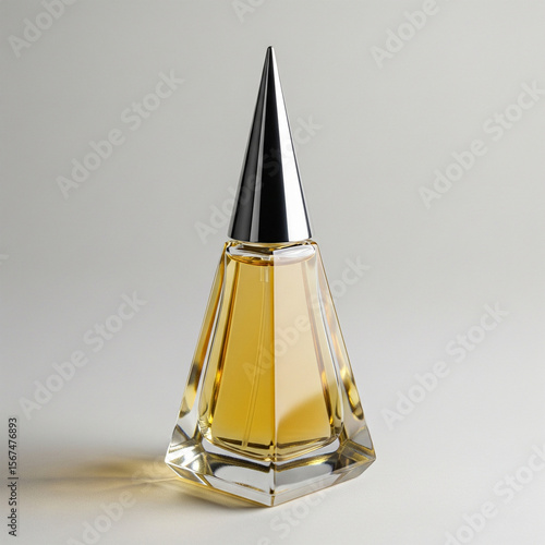 Elegant Amber Perfume in a Unique Geometric Glass Bottle