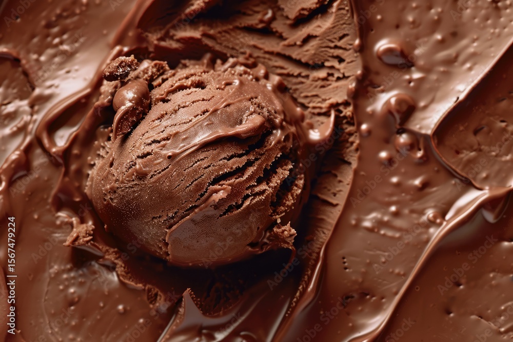 Premium Quality Visual of Top View Chocolate Ice Cream Premium Quality Visual of Top View Chocolate Ice Cream