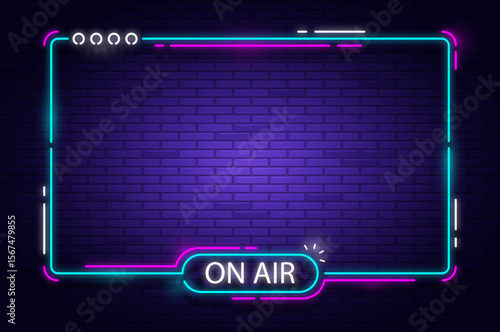 Gaming Neon Frames, Glowing Frame for Twitch and YouTube Streams, Stylish Neon Gaming Border for Video Content Creators, and a fully editable vector file.