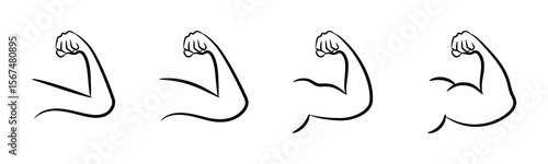 Skinny Arms to Muscular Arms icon set illustration vector. 