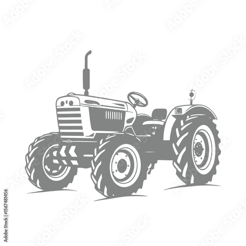 Vintage Tractor Illustration for Farming and Agriculture