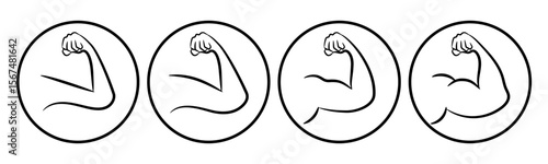 Skinny Arms to Muscular Arms icon set illustration vector. Inside circle