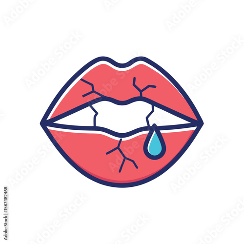 Cracked Lips Icon for Dryness and Dehydration