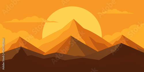 Here are a few options, choose the one that best suits your needs:

Egyptian pyramids at sunset in the vast desert landscape

Ancient pyramids silhouetted against an orange desert sky