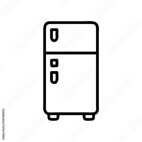Refrigerator icon drawn in simple line art style  