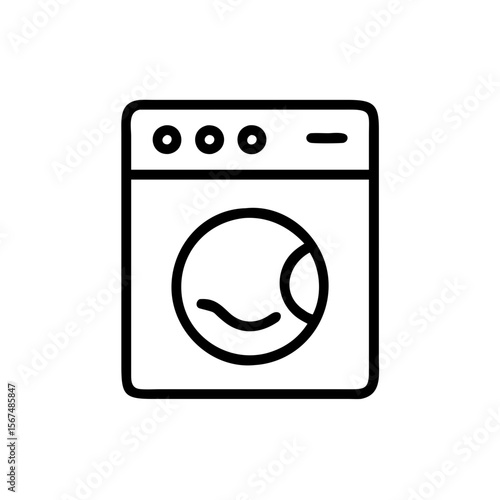 Washing machine icon in minimalistic design with simple lines  