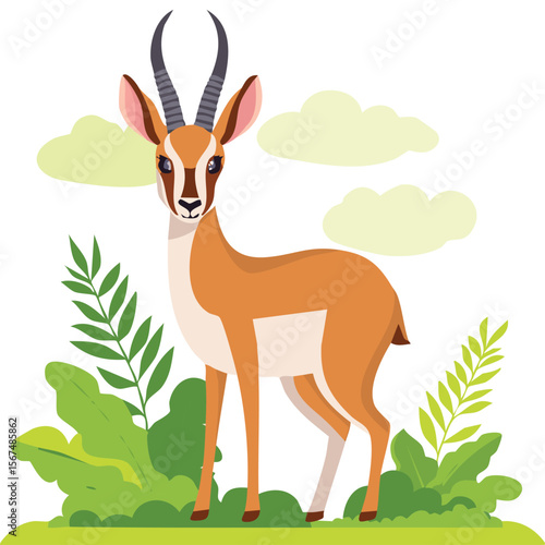 Cute springbok flat vector