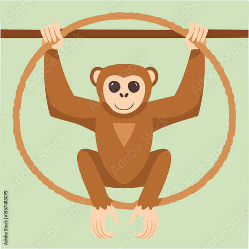 Cute gibbon flat vector