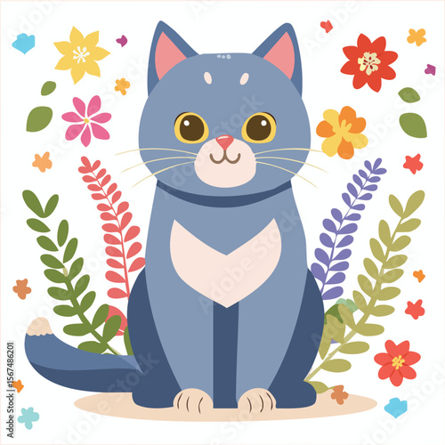Cute british shorthair cat flat vector