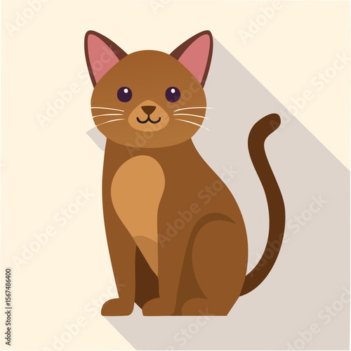 Cute havana brown cat flat vector