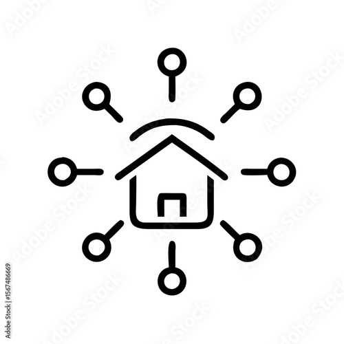 Smart home hub icon with connected devices in a minimalist design  