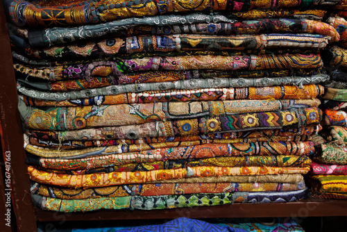 Wallpaper Mural colorful textiles for sale in the textile shop Jaisalmer, India Torontodigital.ca
