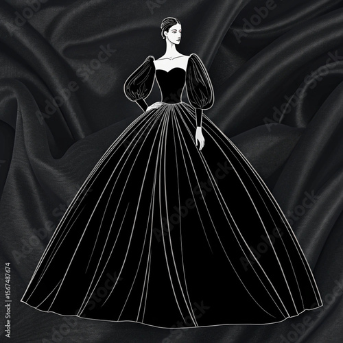 Plakat Silhouette Dramatic Ball Gown Silhouette Dress