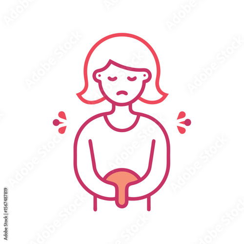Menstrual Pain Icon Showing Period Cramps and Uterine Pain