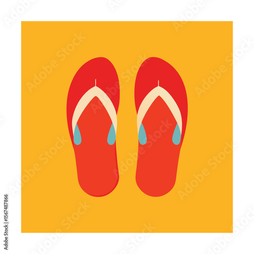 Minimal Red Flip Flops Flat Lay for Beach Vacation
