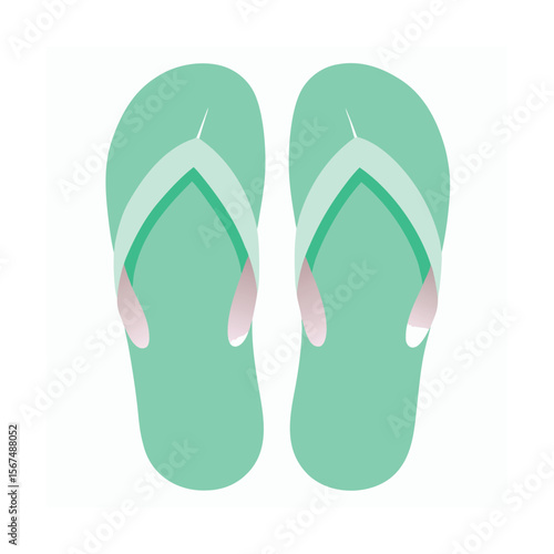 Mint Green Flip Flops Fresh Light Sandals Vector