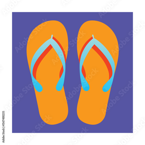 Neon Orange Flip Flops Bright Poolside Footwear