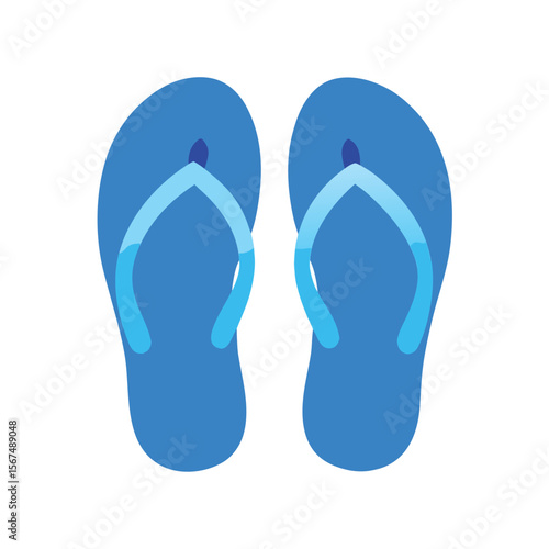 Blue Flip Flops on White Background Summer Icon