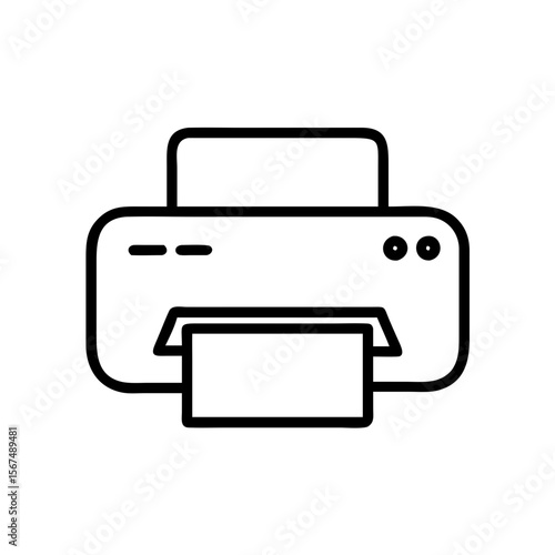 Simple laser printer with paper coming out in minimalist design  