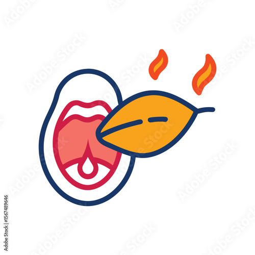Tongue Pain Icon with Burning or Infection Sign