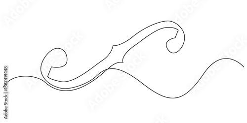 continuous line of violin holes.single line drawing of violin F hole marking.single line vector illustration