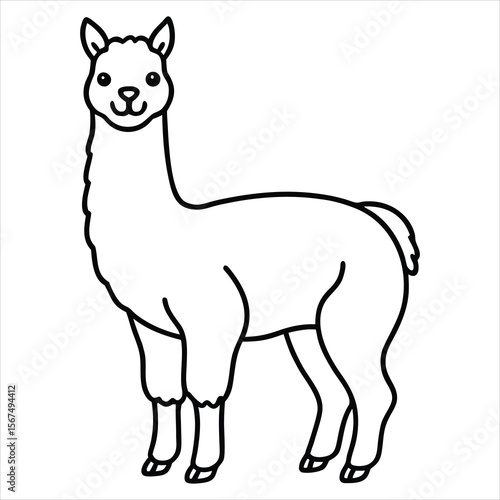 Cute Outline Drawing of a Llama for Coloring or Digital Use
