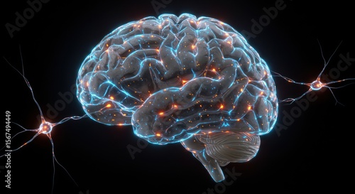Intricate cerebral network depicting human intelligence cognitive function and neural activity