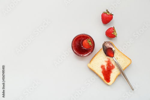 Tasty toast with sweet stra...