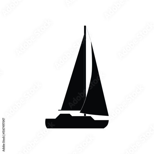 Black sailboat on white background sailing watercraft