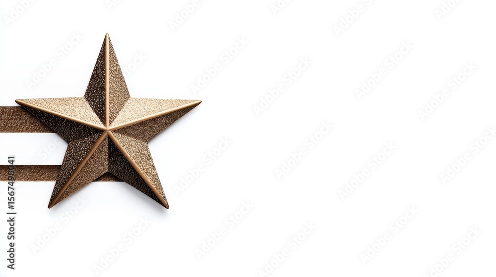 A five pointed gold star with reflective metallic texture elegant and modern photorealistic style isolated on white background. Dazzling five point star image shimmering gold finish A five pointed gold star with reflective metallic texture elegant and modern photorealistic style isolated on white background. Dazzling five point star image shimmering gold finish