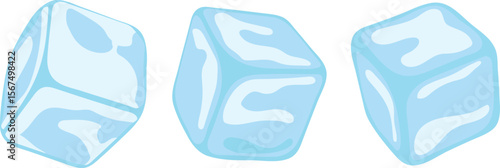 Flat Vector Illustration of Ice Cube Set Icons for Cold Drink Decoration and Fresh Beverage Design