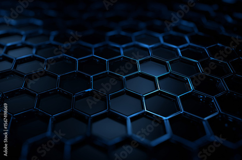 Close-up of a Hexagonal Grid Pattern in Dark Blue Tones